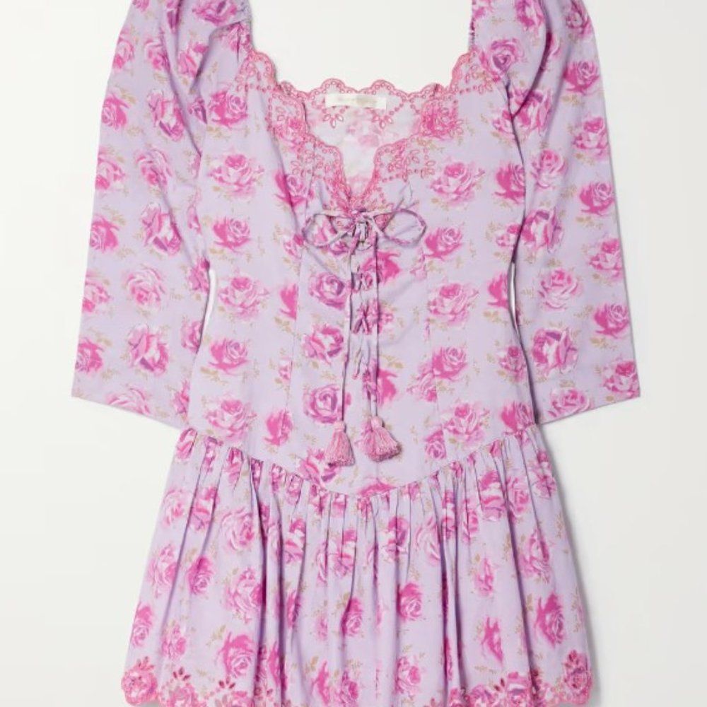 LOVESHACKFANCY Deeba tasseled floral-print broderie anglaise cotton mini dress - Picture 5 of 8